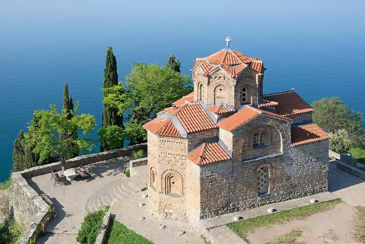 Travel guide to North Macedonia featuring St. John at Kaneo in Ohrid