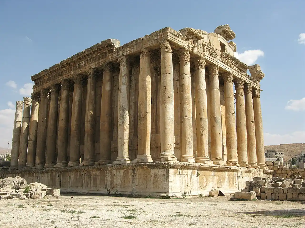 Travel guide to Lebanon featuring the ancient Roman ruins of the Temple of Bacchus in Baalbek