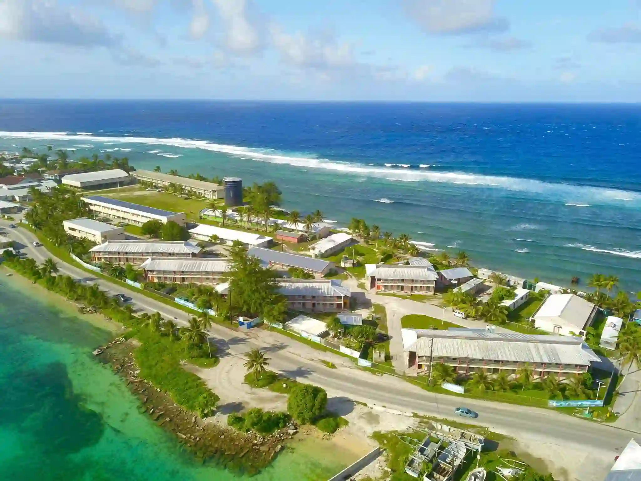 Travel guide to Marshall Islands featuring pristine coral lagoon and palms in Majuro