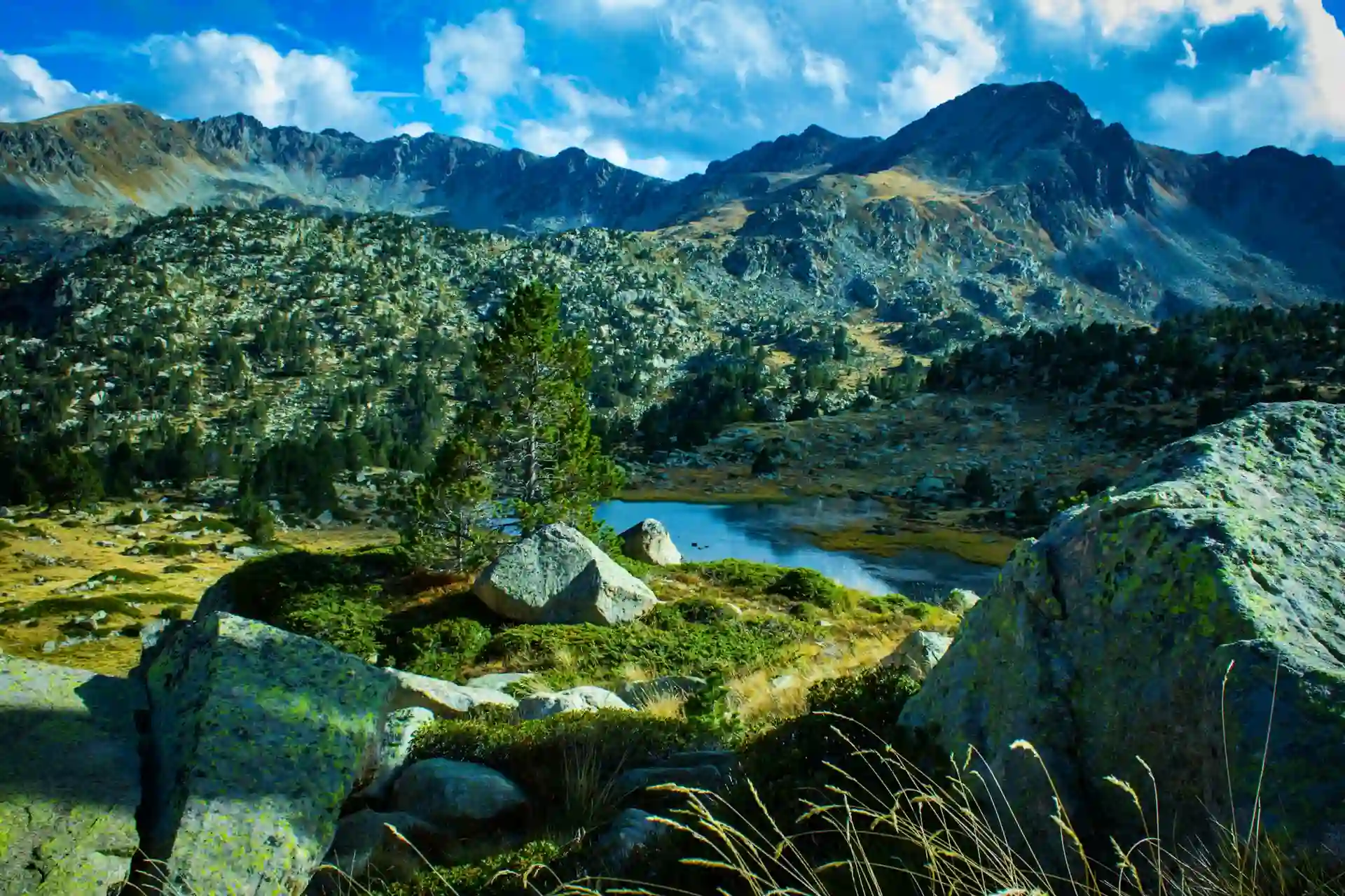 Travel guide to Andorra featuring stone mountain chalets surrounded by dramatic Pyrenean peaks and pine forests