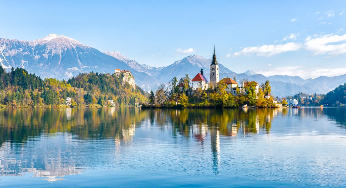 Travel guide to Slovenia featuring Lake Bled and its iconic island church