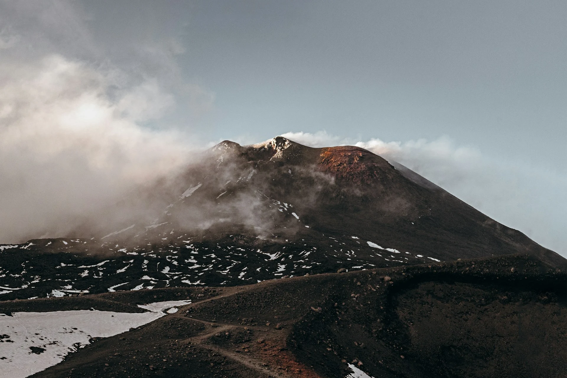 Mount Etna Active Night Eruption Lava Flows