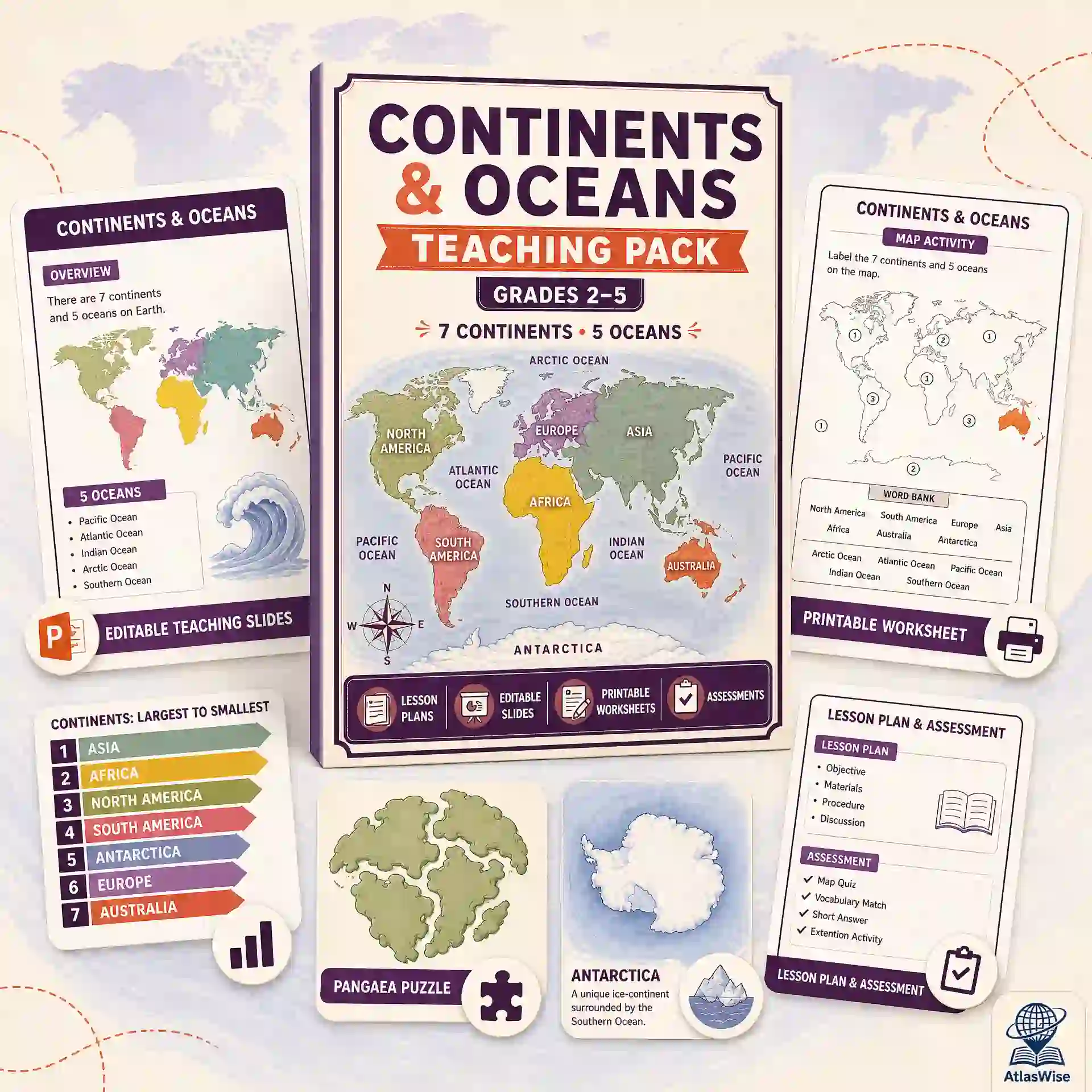 continents and oceans teaching pack