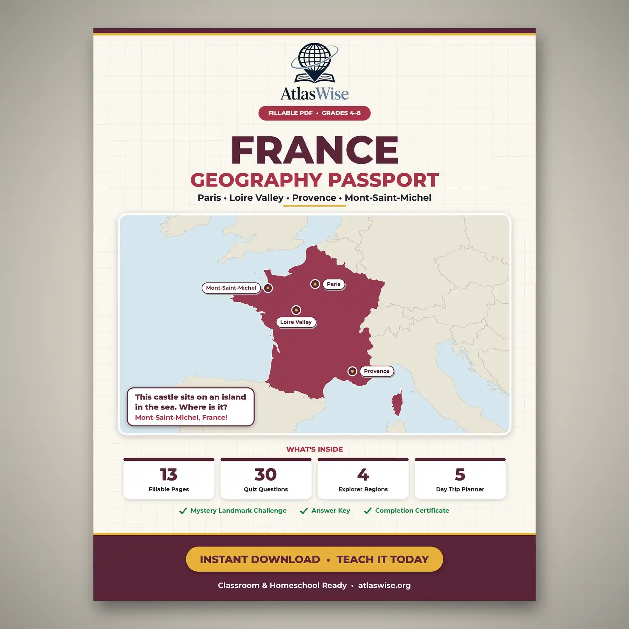 France geography worksheets
