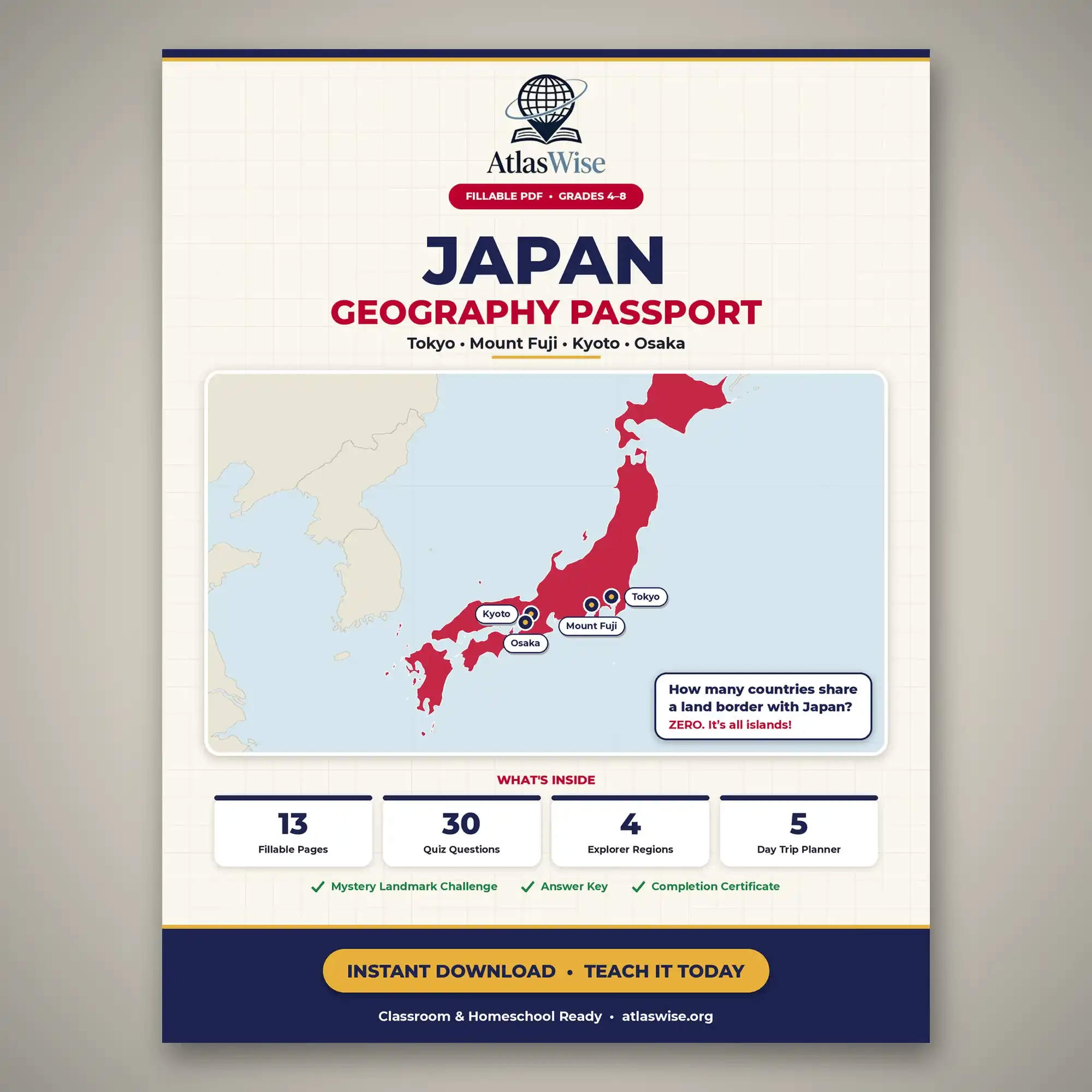 Japan geography worksheets